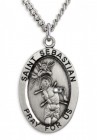 Boy's St. Sebastian Necklace Oval Sterling Silver with Chain