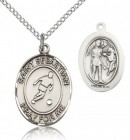 St. Sebastian Soccer Medal, Sterling Silver, Medium