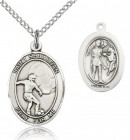 St. Sebastian Soccer Medal, Sterling Silver, Medium