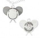 Tennis Racket and Ball Shape Necklace with Jesus Figure Back in Sterling Silver