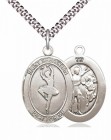Women's Large Pewter Oval St. Sebastian Dance Medal
