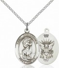 Women's Pewter Oval St. Christopher Navy Medal