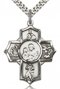 5 Way Cross Firefighter Medal, Sterling Silver [BL6522]