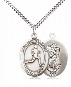 Boy's Pewter Oval St. Christopher Track and Field Medal [BLPW575]