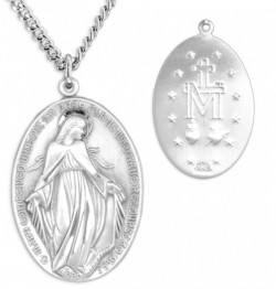 Men's Sterling Silver Miraculous Necklace Old World Text with Chain Options [HMR0899]