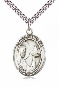 Men's Pewter Oval Our Lady Star of the Sea Medal [BLPW128]