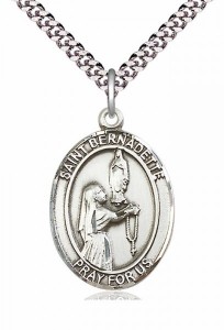 Men's Pewter Oval St. Bernadette Medal [BLPW019]
