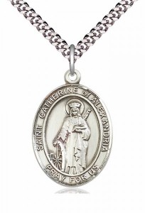 Men's Pewter Oval St. Catherine of Alexandria Medal [BLPW338]
