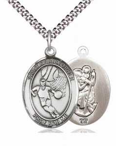 Men's Pewter Oval St. Christopher Basketball Medal [BLPW381]