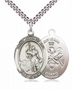 Men's Pewter Oval St. Joan of Arc National Guard Medal [BLPW073]