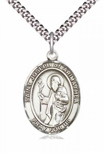 Men's Pewter Oval St. Joseph of Arimathea Medal [BLPW298]