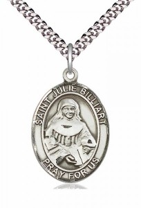 Men's Pewter Oval St. Julie Billiart Medal [BLPW143]