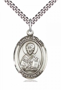 Men's Pewter Oval St. Timothy Medal [BLPW132]