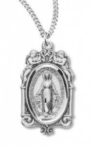 Women's Sterling Silver Miraculous Necklace with Angels with Chain Options [HMR0603]