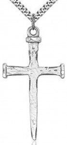 Large Nail Cross Pendant, Sterling Silver [BL4151]