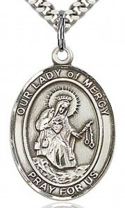 Our Lady of Mercy Medal, Sterling Silver, Large [BL0387]