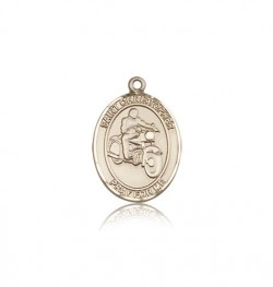 St. Christopher Motorcycle Medal, 14 Karat Gold, Medium [BL1335]