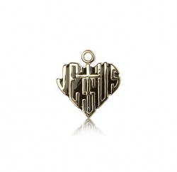 Heart of Jesus Cross Pendant, 14 Karat Gold [BL6775]