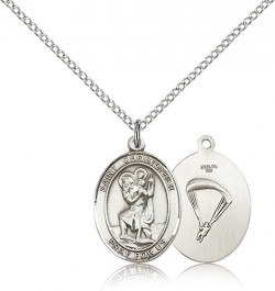 St. Christopher Paratrooper Medal, Sterling Silver, Medium [BL1368]