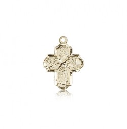 4 Way Cross Pendant, 14 Karat Gold [BL4095]