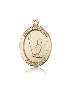 St. Sebastian Gymnastics Medal, 14 Karat Gold, Large [BL3459]