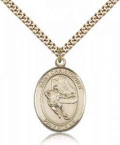 St. Christopher Hockey Medal, Gold Filled, Large [BL1265]