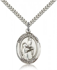 St. Bernadette Medal, Sterling Silver, Large [BL0894]
