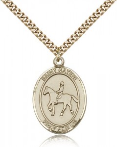 St. Kateri Equestrian Medal, Gold Filled, Large [BL2514]