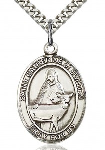 St. Catherine of Sweden Medal, Sterling Silver, Large [BL1060]