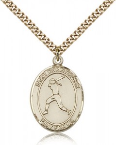 St. Christopher Softball Medal, Gold Filled, Large [BL1417]