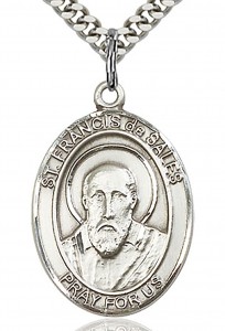 St. Francis De Sales Medal, Sterling Silver, Large [BL1822]