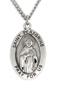 Men's St. Peregrine Necklace Oval Sterling Silver with Chain Options [HMR0886]