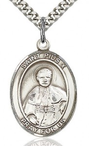 St. Pius X Medal, Sterling Silver, Large [BL3120]
