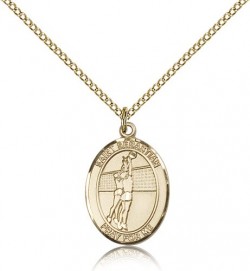 St. Sebastian Volleyball Medal, Gold Filled, Medium [BL3640]