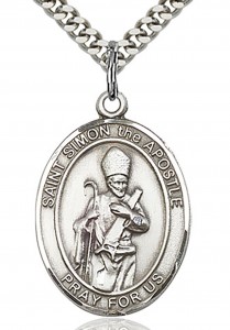 St. Simon Medal, Sterling Silver, Large [BL3675]