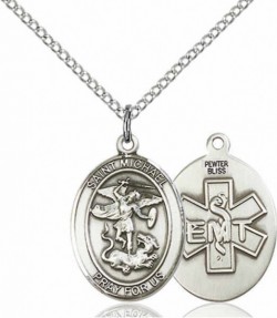 Women's Pewter Oval St. Michael EMT Medal [BLPW499]